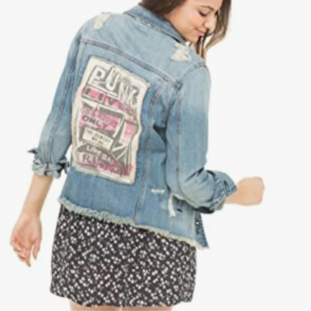 Aeropostale punk rock denim jean jacket for the punk in us all! - Picture 11 of 13